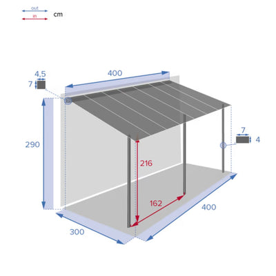 Pergola Hesperide adossée BELIZE Graphite