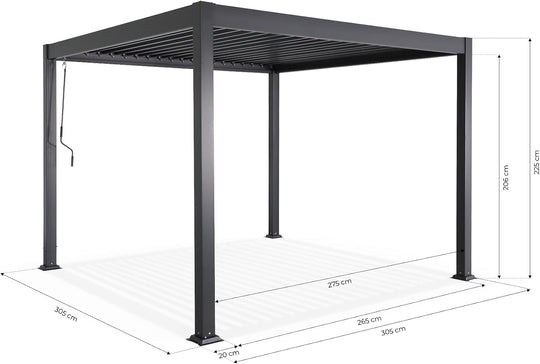 Pergola bioclimatique aluminium 3 x 3 m AirDay - Anthracite