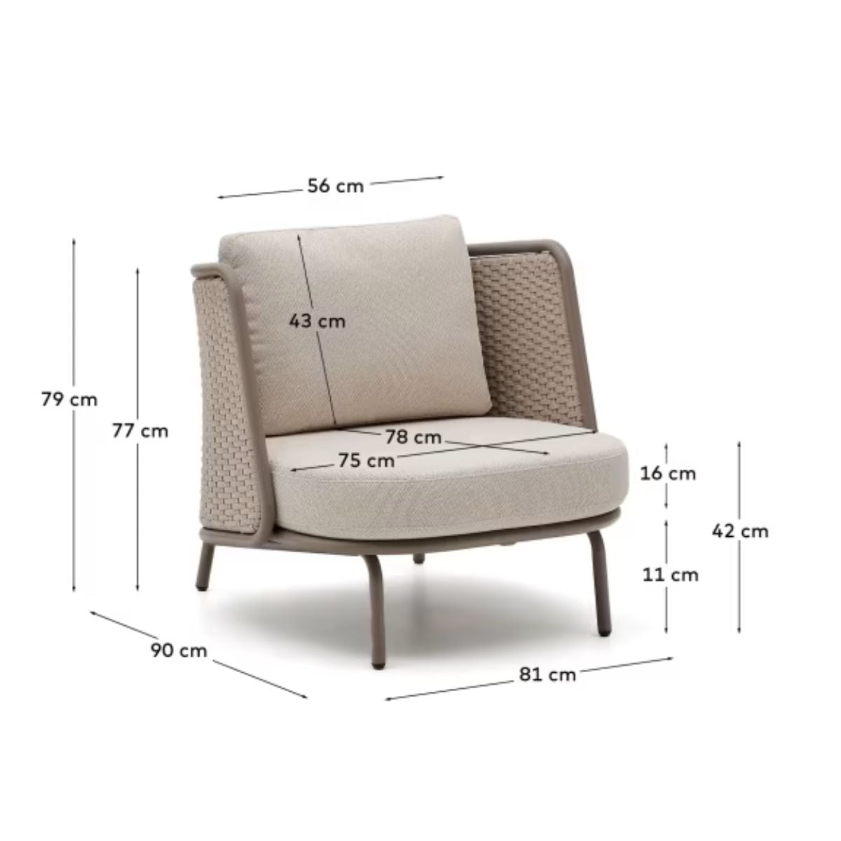 Fauteuil d’extérieur Sedalis en aluminium et corde taupe Kave Home