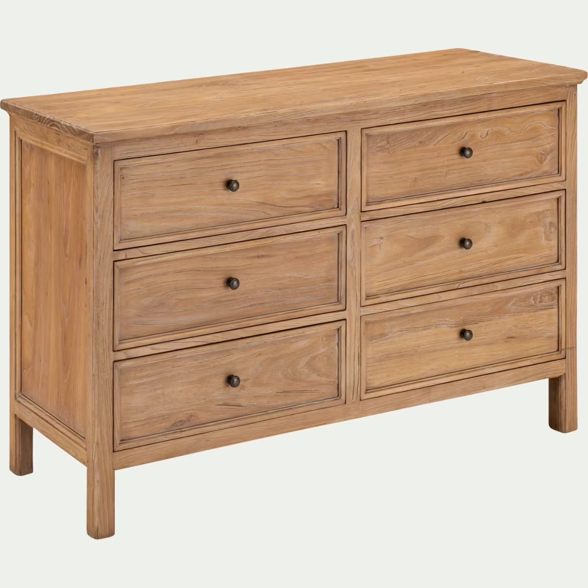 Commode ALINEA 6 tiroirs en bois d'orme et de pin - bois clair