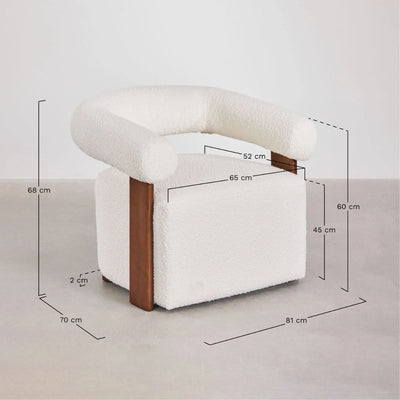 Fauteuil SKLUM en tissu bouclé et bois d'hévéa Mauro