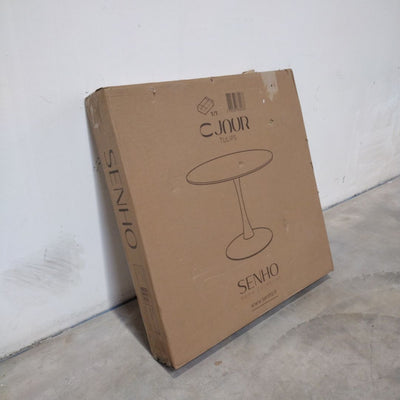 Table à manger ronde - SENHO - TULIPS - Finition laquée mate noire - Base en métal - 100 cm