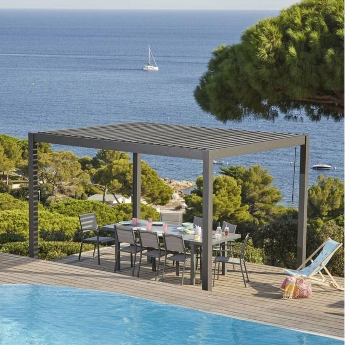 Pergola Bioclimatique Chalet & Jardin 3x4 m – Gris Anthracite