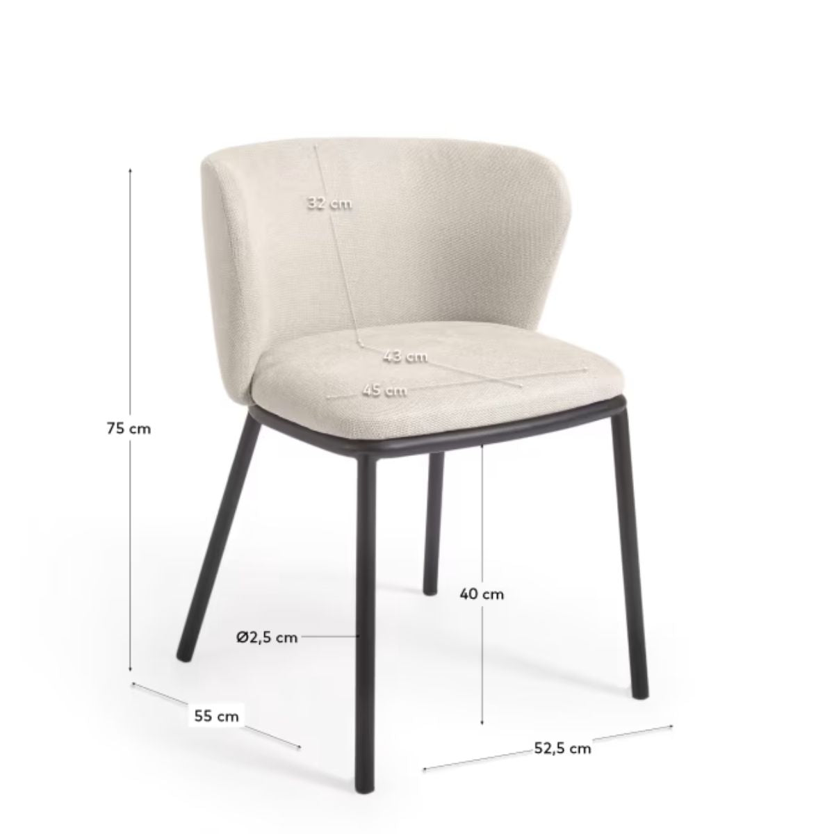 Lot de 2 chaises Ciselia en tissu chenille beige et pieds acier KAVE Home