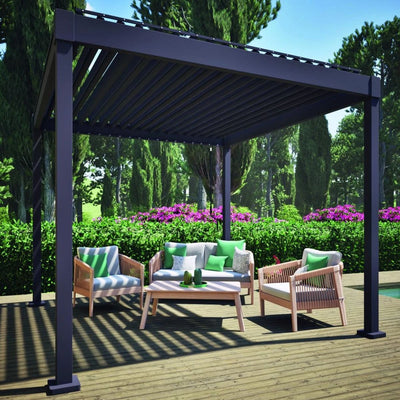 Pergola Bioclimatique Autoportante 3x3m à Lame Orientable Gris Anthracite Toscana