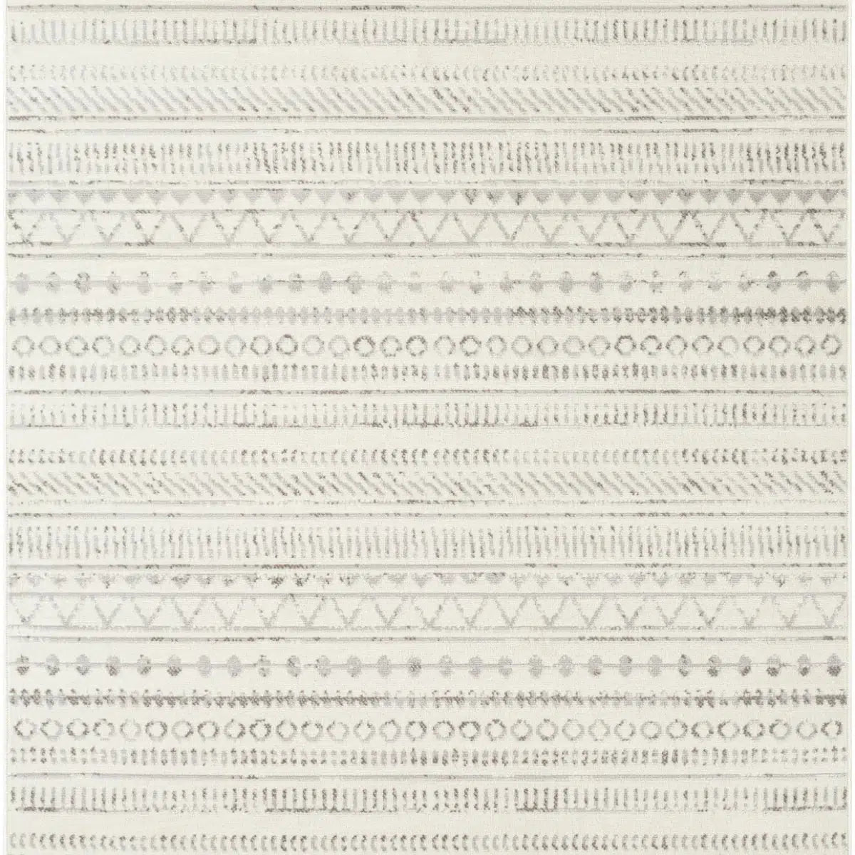 Tapis SURYA Bianca scandinave, motif géométrique en bandes grises sur fond blanc cassé, vue 6