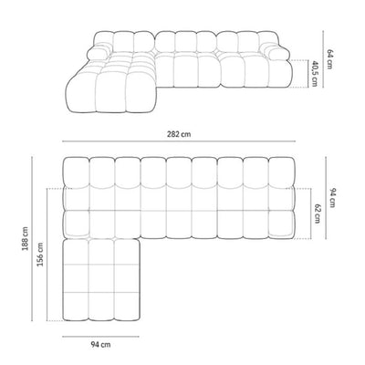 Canapé modulaire en velours Bellis vert Micadoni 4 places