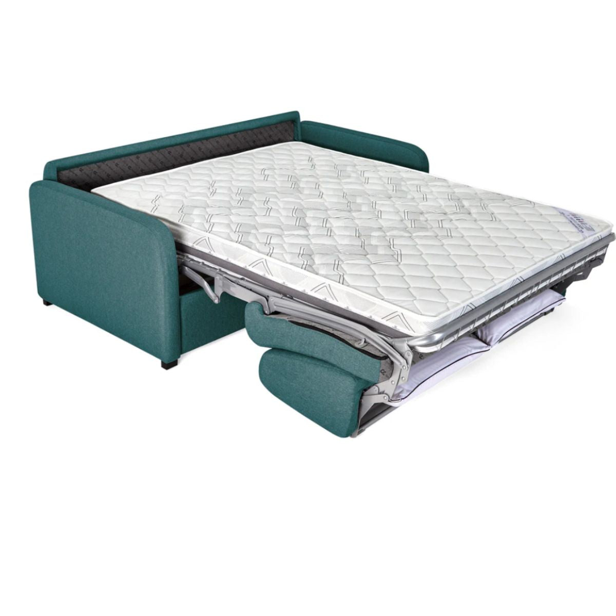 Canapé convertible 2 places en tissu turquoise- Convertible Center