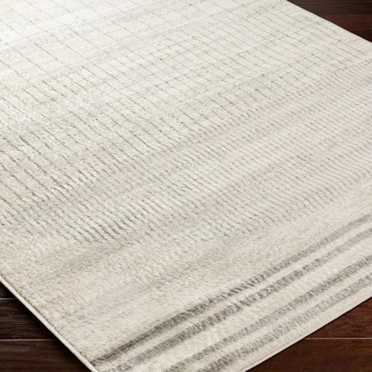 Tapis SURYA Enso scandinave, motif de lignes graphiques grises sur fond ivoire, vue 5