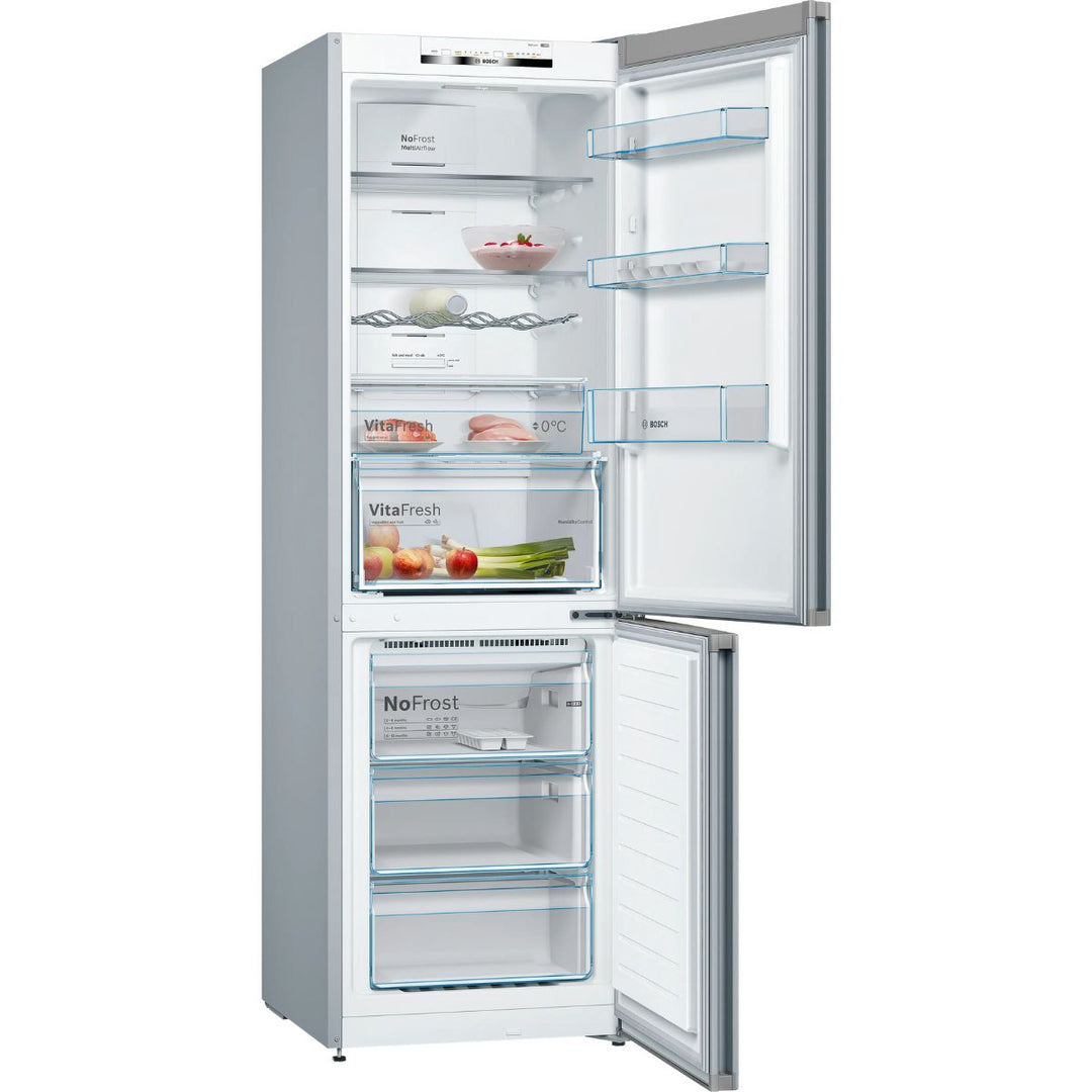 Réfrigérateur combiné BOSCH pose-libre 186 x 60 cm Couleur inox, Total No Frost KGN36VLED