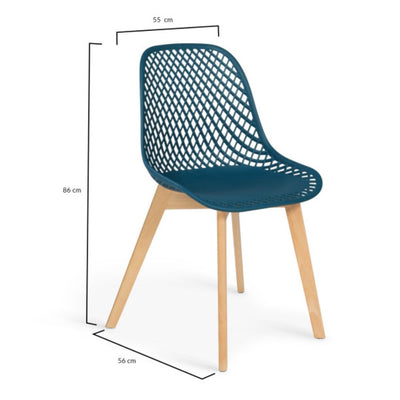 Lot de 4 chaises Maëlle Bleu canard