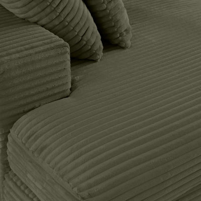 Canapé COLLINS 4 places BESTMOBILIER avec double méridienne en velours côtelé vert