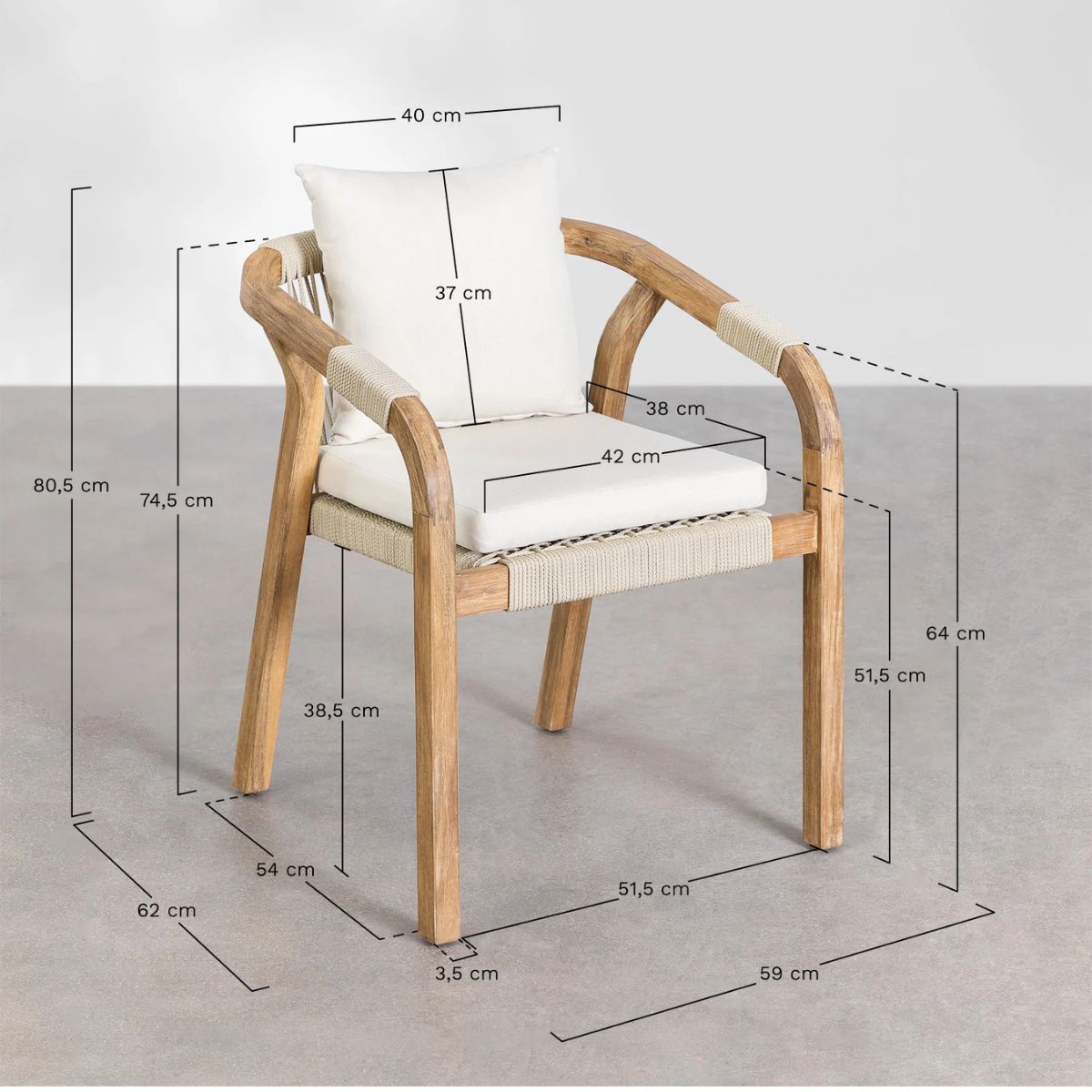 Lot de 2 Chaises SKLUM de Jardin avec Accoudoirs en Bois d'Acacia Dubaï