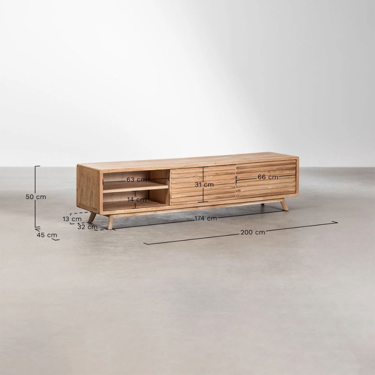 Meuble TV SKLUM Deleyna en bois clair 200cm