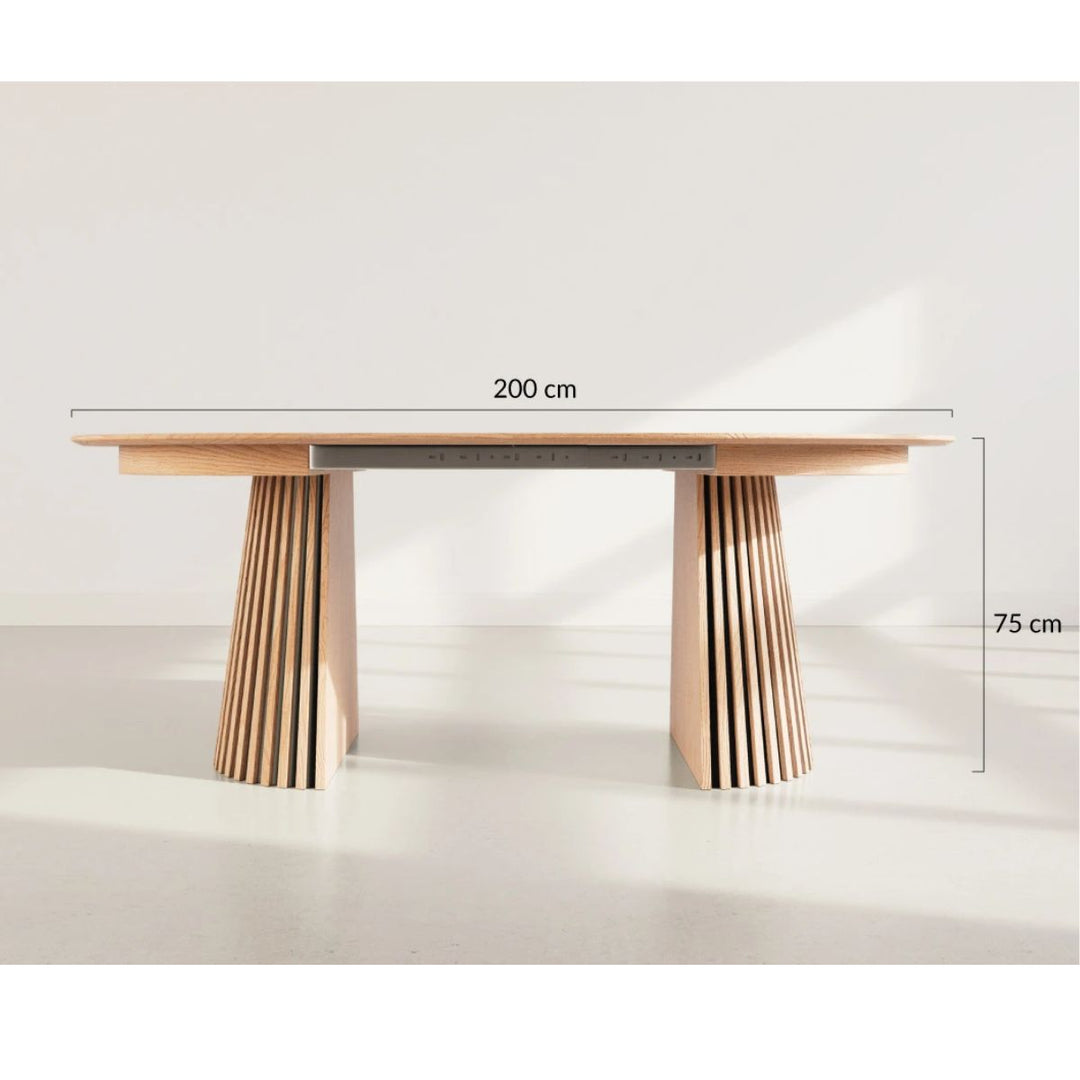 Table à manger extensible BESTMOBILIER Freya ronde en bois effet chêne