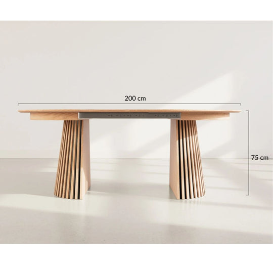 Table à manger extensible BESTMOBILIER Freya ronde en bois effet chêne