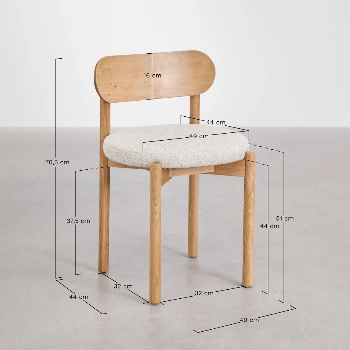 Lot de 2 chaises SKLUM de salle à manger rembourrées en chêne Bianca