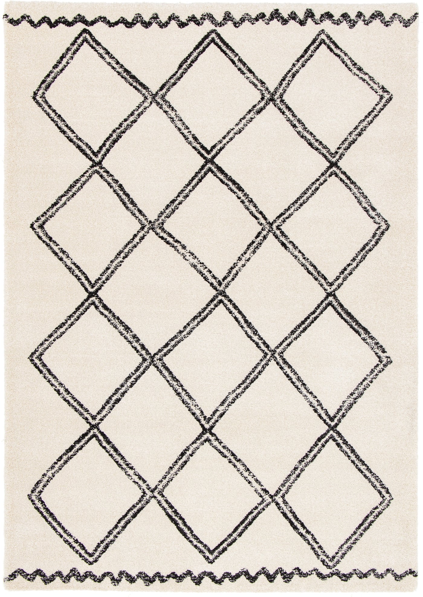 Tapis Épais style Berbère Crème et Noir