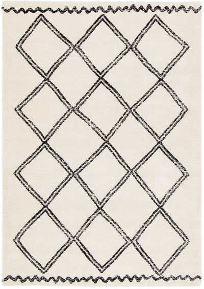 Tapis Épais style Berbère Crème et Noir
