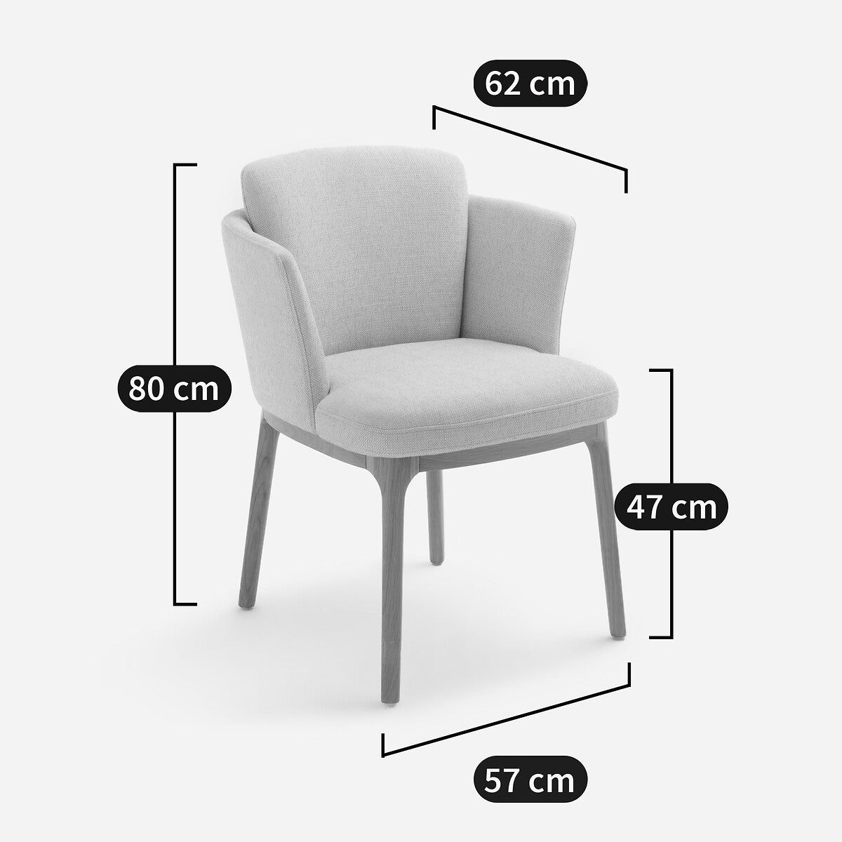 Fauteuil AM.PM avec pied chêne et tissu natté Jabote