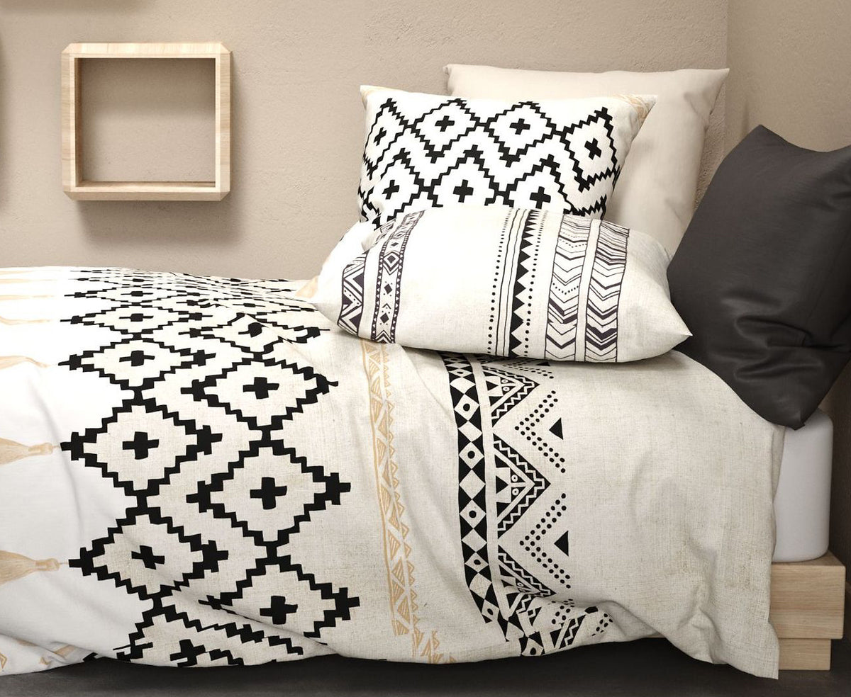 Parure de lit 2 places Bâton Rouge 100 % coton 57 fils BOHÈME