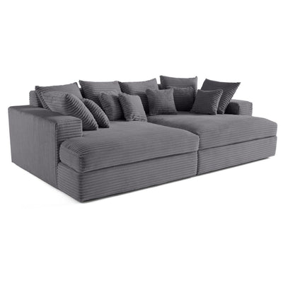 Canapé COLLINS 4 places BESTMOBILIER avec double méridienne en velours côtelé gris