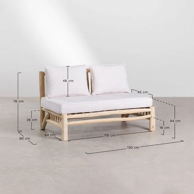 Canapé de jardin 2 places sans accoudoirs en bois de teck Narel SKLUM