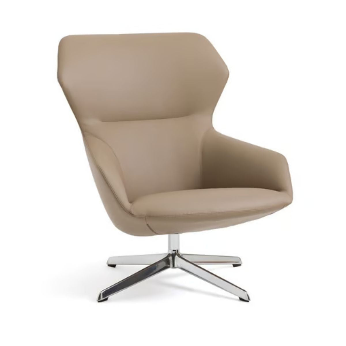 Fauteuil Archie cuir pleine fleur taupe AMPM