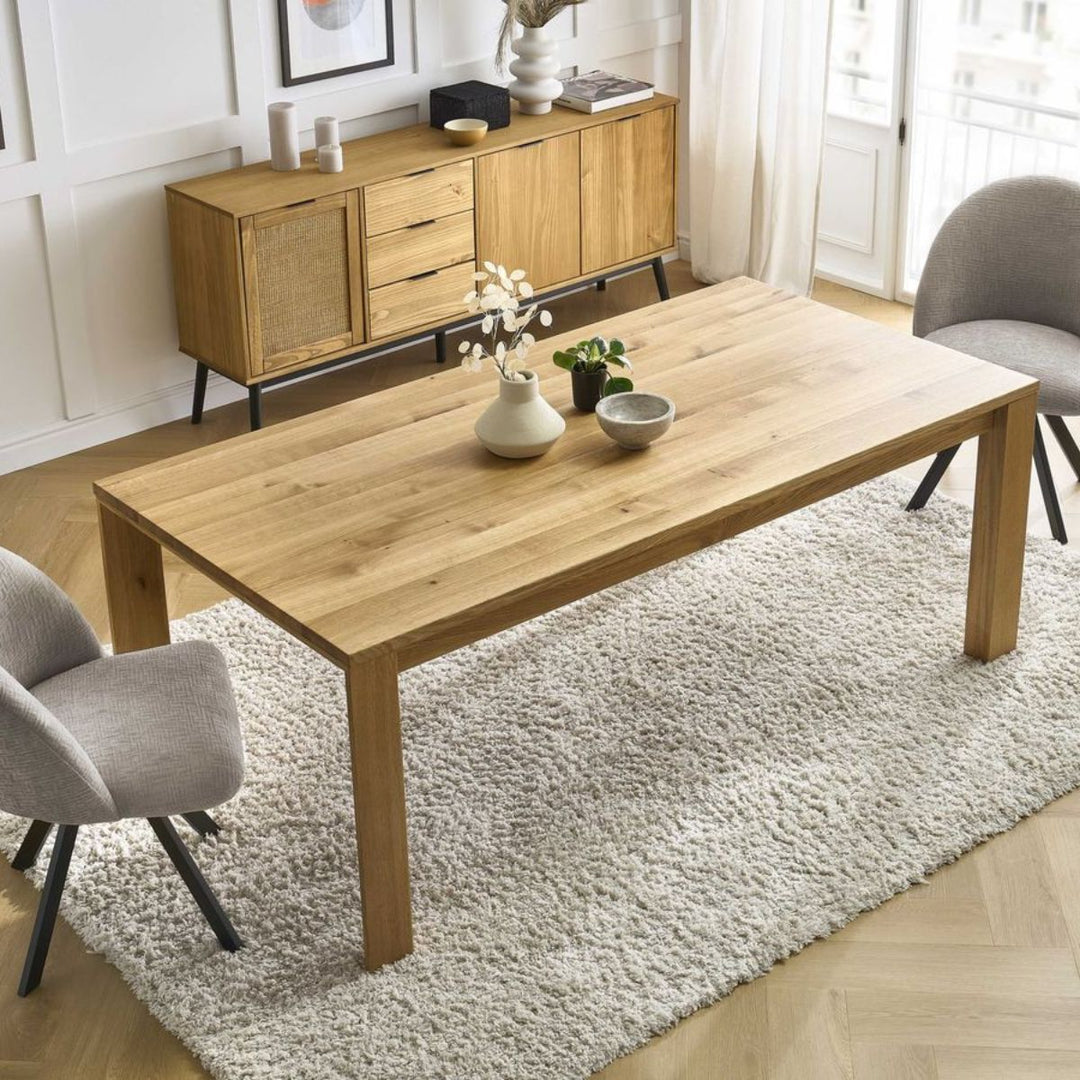 Table à manger BOBOCHIC SALOMEE en chêne massif extensible