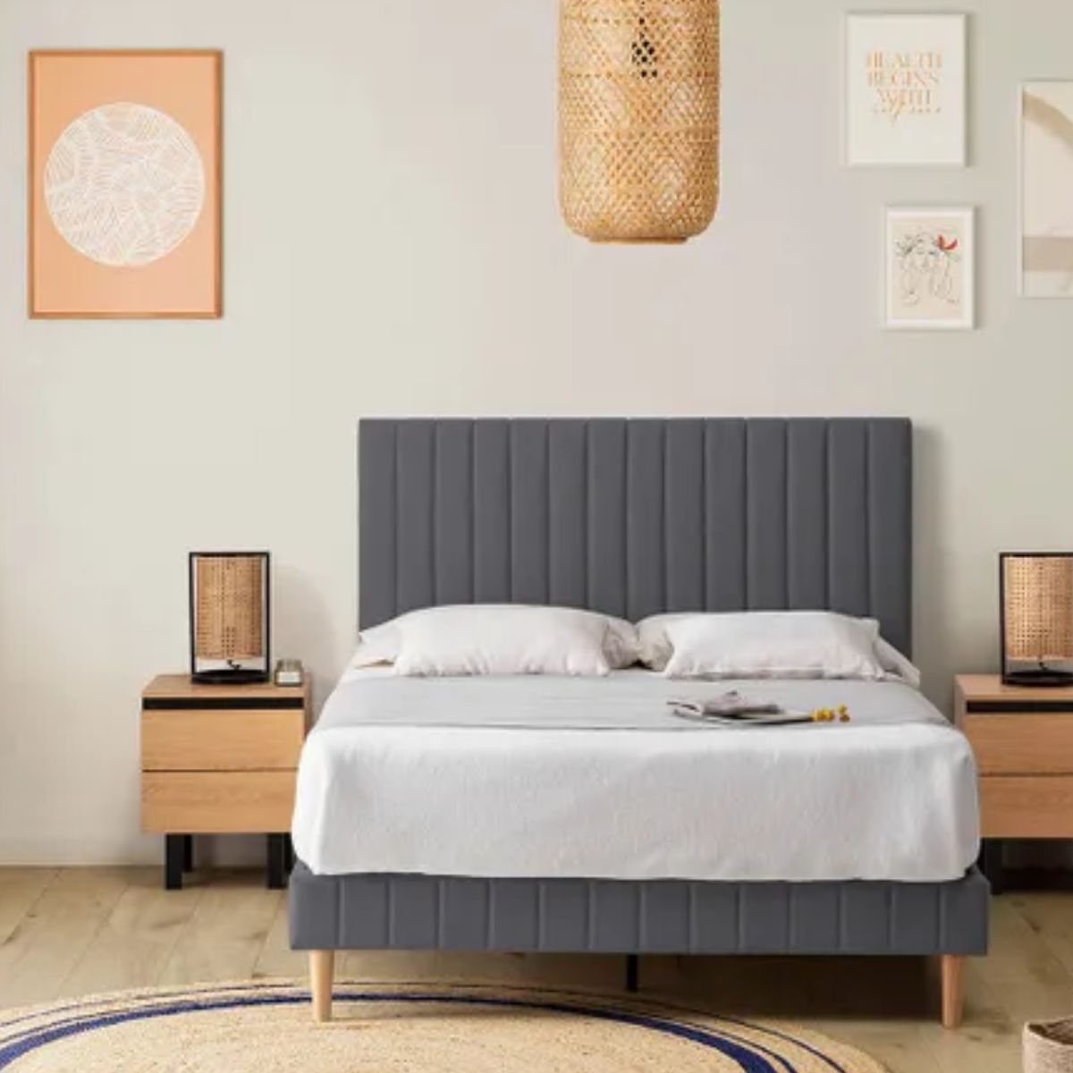 Tête de lit Eris en tissu gris 140x60cm