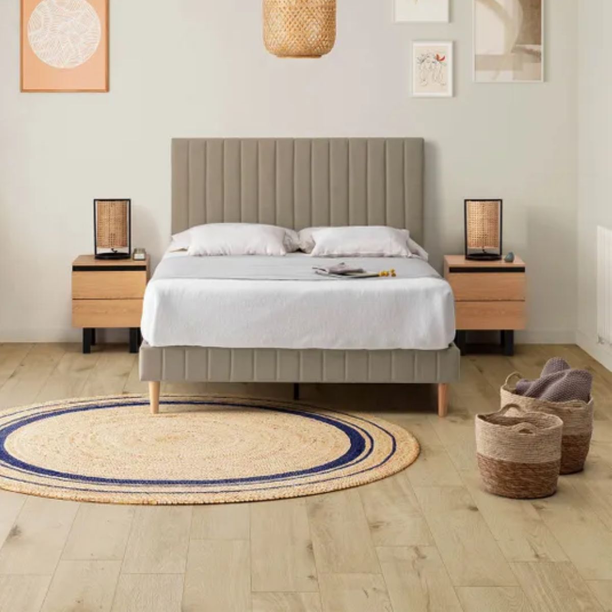 Tête de lit Eris en tissu beige 90x60cm