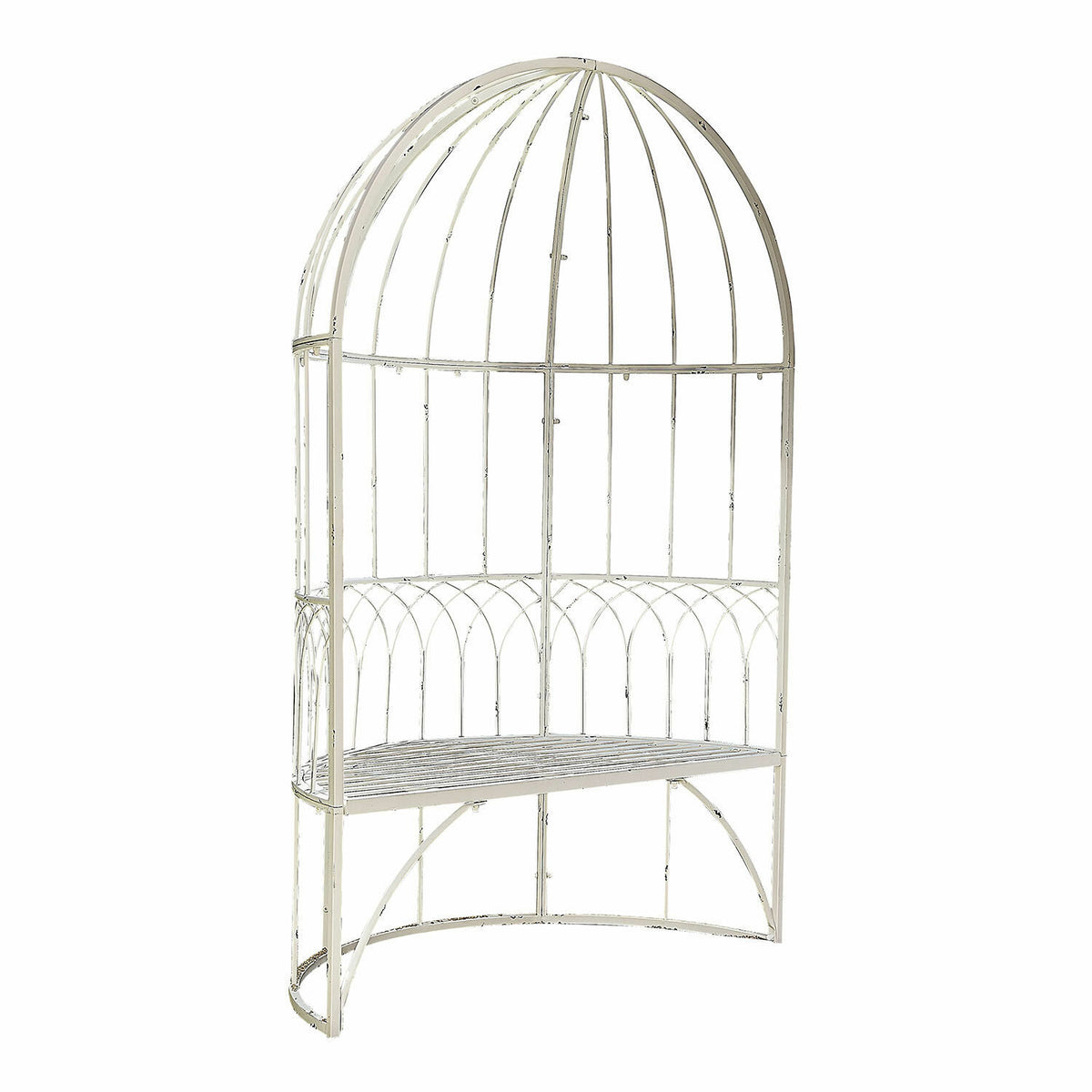 Banc en fer blanc vieilli LOBERON Rivandelle — photo produit