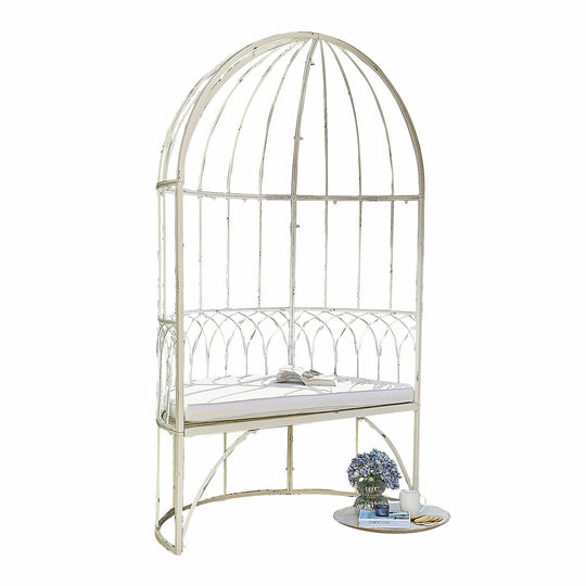 Banc en fer blanc vieilli LOBERON Rivandelle — photo produit