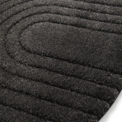 Tapis Épais Rond Noir ATHENA 160cm