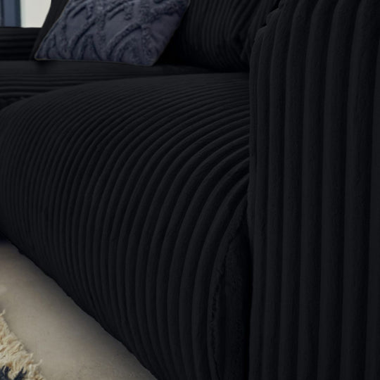 Canapé d'angle reversible 4 places GARANCE en velours côtelé BESTMOBILIER noir