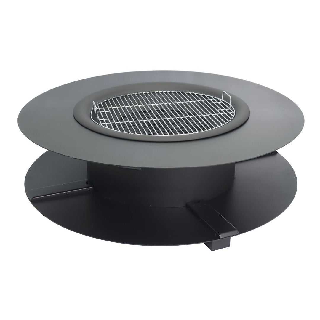 Brasero plancha grill avec range-bûches BARCENA - 120 x 120 cm
