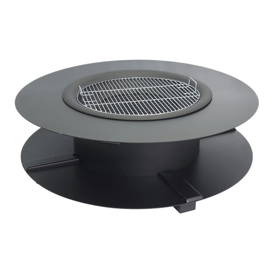 Brasero plancha grill avec range-bûches BARCENA - 120 x 120 cm