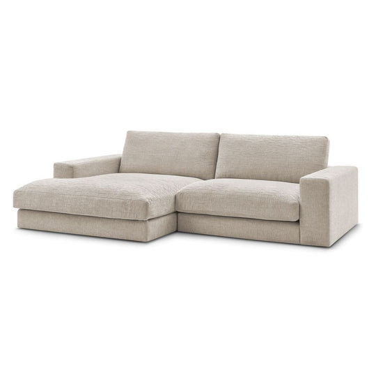 Canapé BOBOCHIC d'angle gauche 4 places LEONARD en tissu texturé Beige