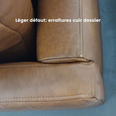 Canapé CHRISTIAN LACROIX "camille" 3 Places En Cuir Véritable Marron- Léger défaut