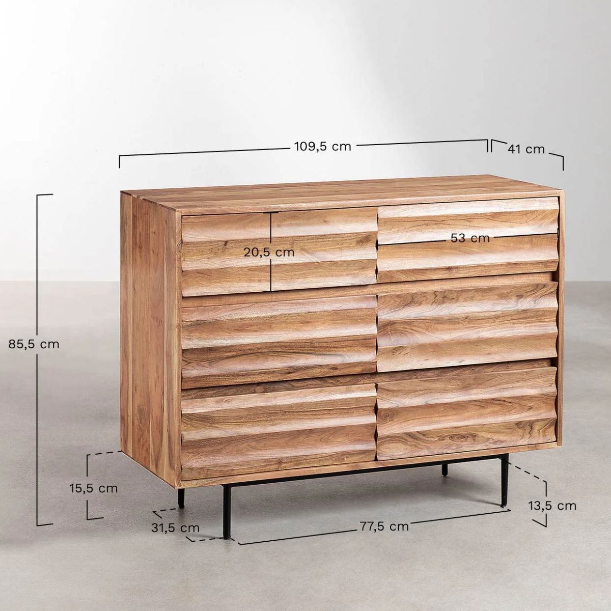 SKLUM- Commode à tiroirs en bois d'acacia Petter