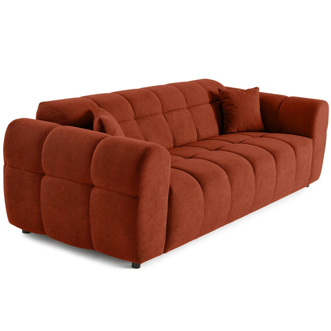 Canapé Ray Bestmobilier 3 places en tissu texturé rouge