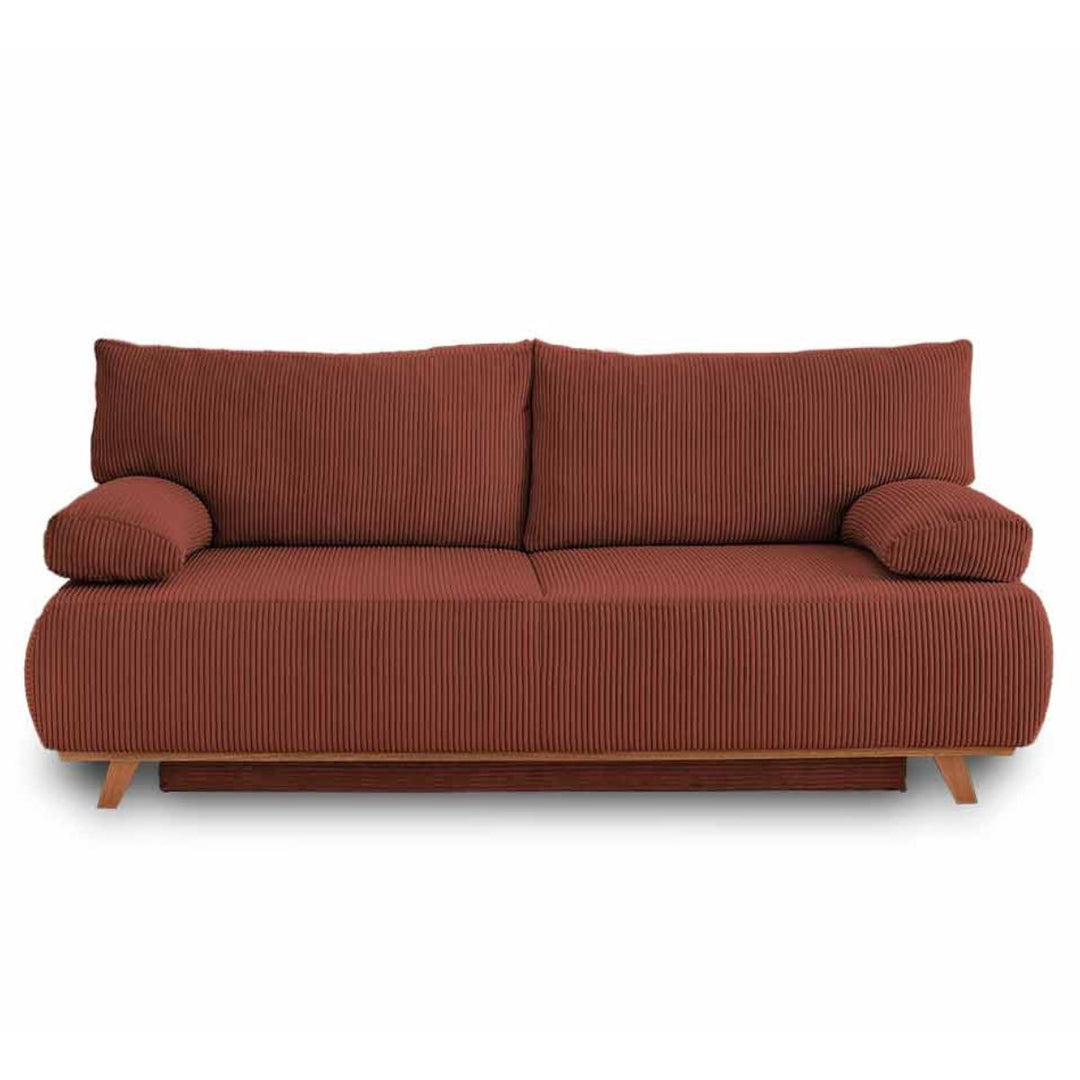 Canapé Cristal 3 places BESTMOBILIER convertible en velours côtelé terracotta