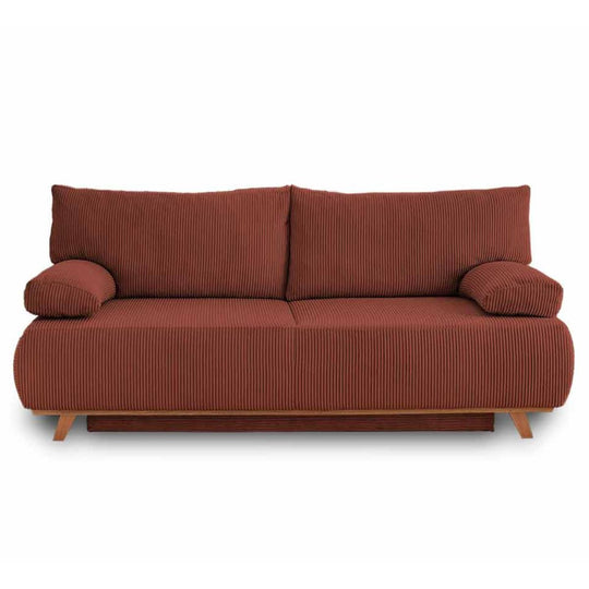 Canapé Cristal 3 places BESTMOBILIER convertible en velours côtelé terracotta