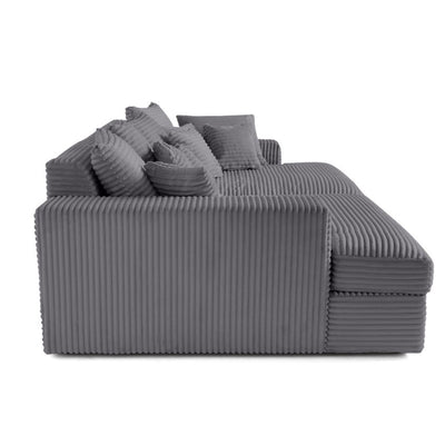 Canapé COLLINS 4 places BESTMOBILIER avec double méridienne en velours côtelé gris