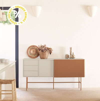 Buffet Nube haut avec porte coulissante en bois H140cm Drawer - Léger défaut