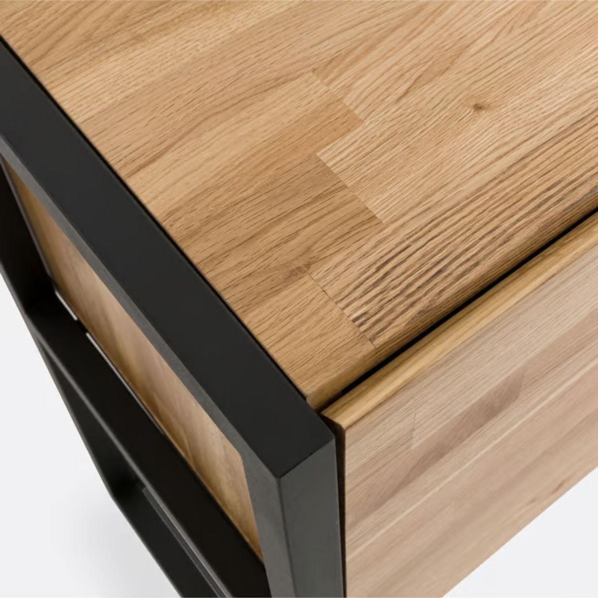 Buffet La Redoute Hiba en enfilade chêne massif et métal acier