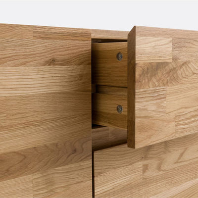 Buffet La Redoute Hiba en enfilade chêne massif et métal acier