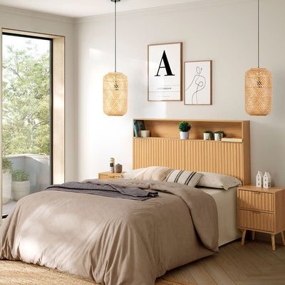 Tête de lit Lluvia 145 cm avec rangement couleur Chêne