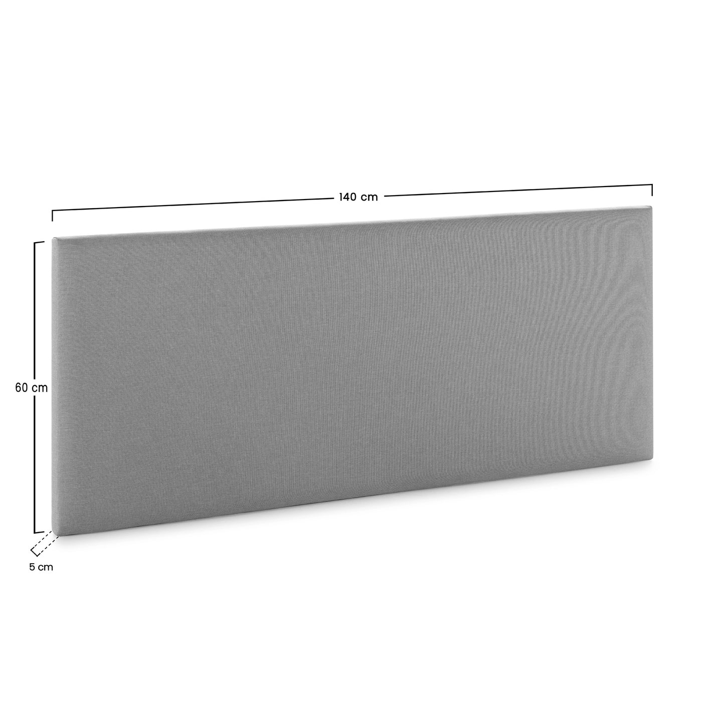 Tête de lit en tissu gris Aura 140x60cm