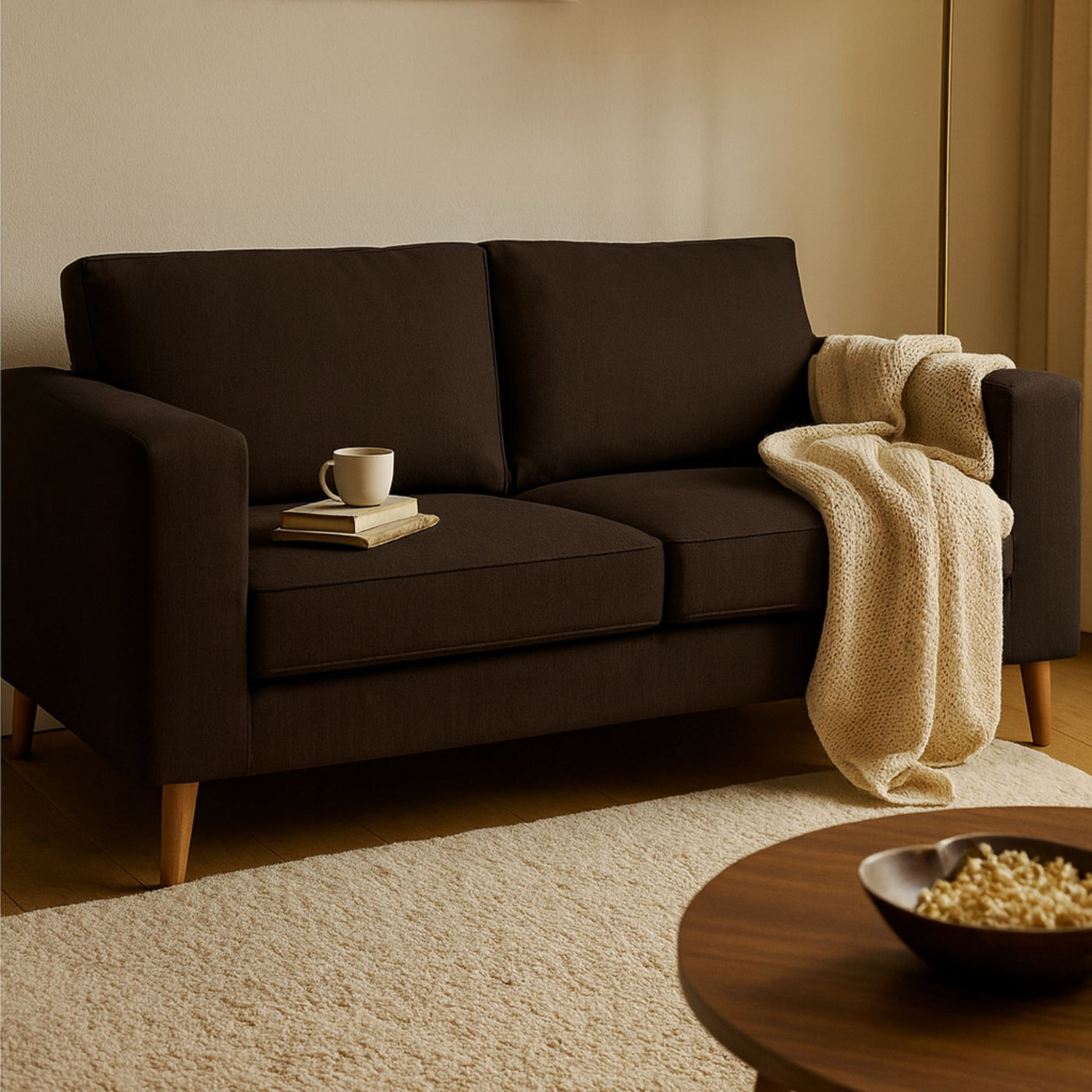 Canapé ALINEA California 3 places en tissu Artemis Mocca